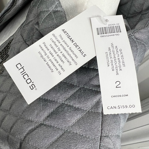 Chico’s Embellished Quilted Vest | Size L 12 - Picture 8 of 9